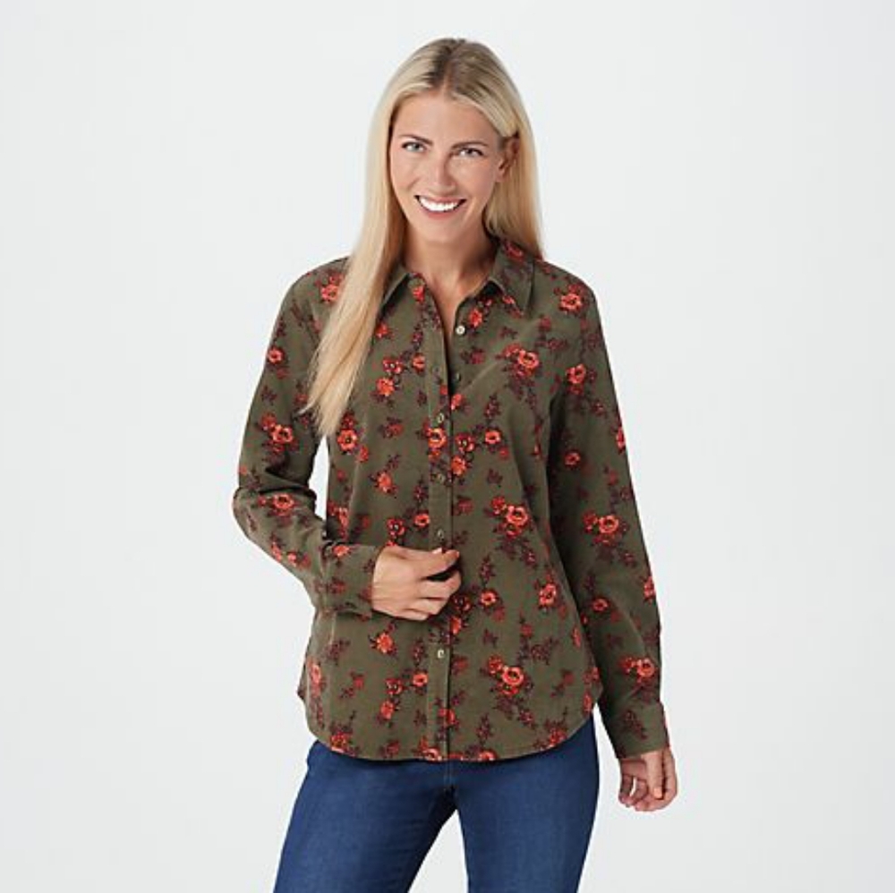 Denim and company printed floral baby soft corduro